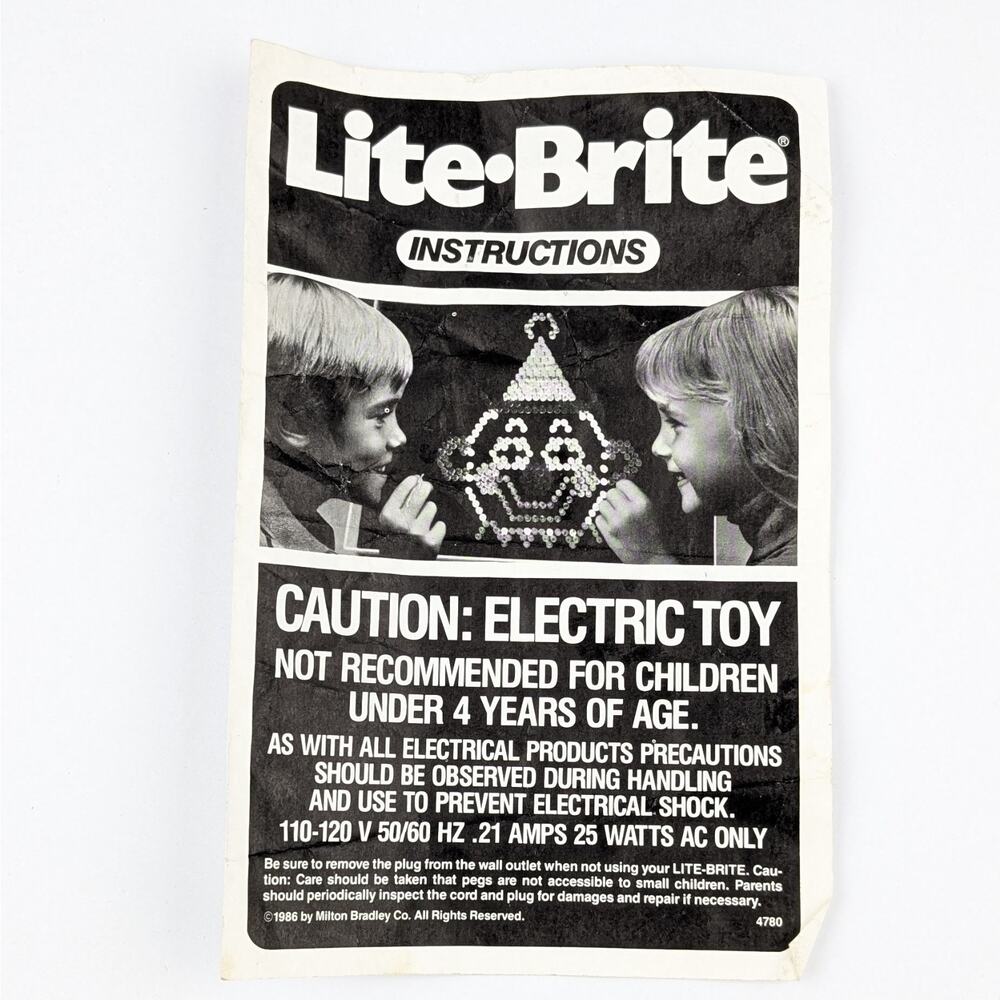 Vintage 1986 Lite Brite Milton Bradley WORKING w Box Pegs Patterns Tested - Picture 2 of 15